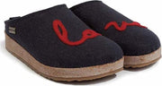 Haflinger Grizzly Lovely Love Pantoffel Blauw - Maat 38 - 100% wolvilt - S11