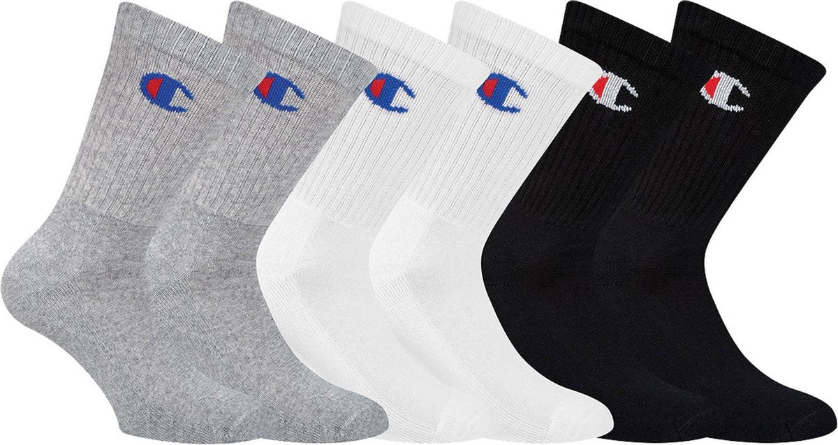 Champion Authentic Athletic  Sokken - Maat 35-38 - Unisex - Zwart/Grijs/Wit