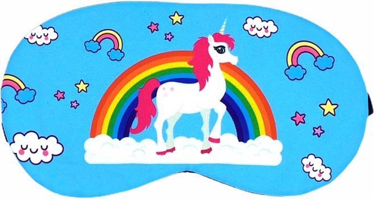 Unicorn - Slaapmasker Kinderen – Eenhoorn - Unicorn & Regenboog – Sky Blue