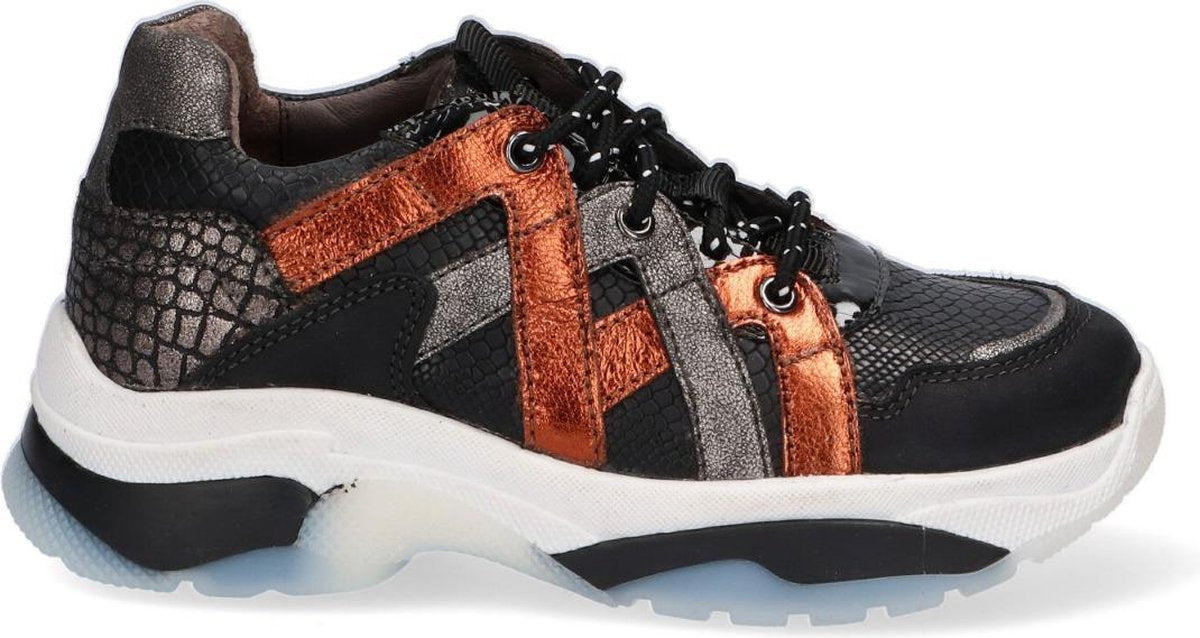Braqeez Bowie Bale Sneakers - Leren Sneaker - Meisjes - Zwart - Maat 34