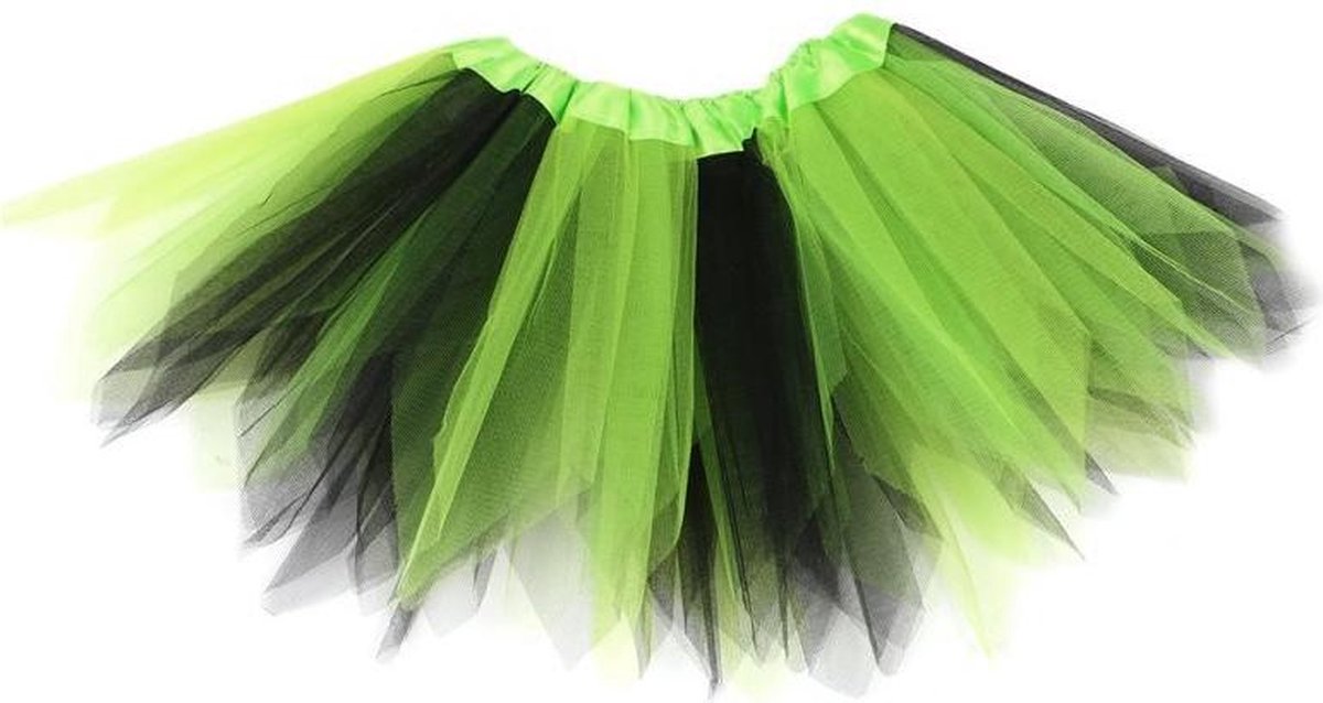Groen zwart tutu rokje - maat 110 116 128 134 140 146 - heks ballet turnen tule rok petticoat