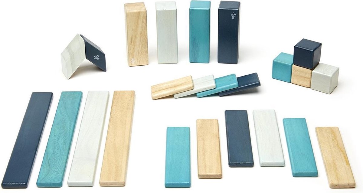 24 PieceTegu Magnetic Wooden Block Set Blues