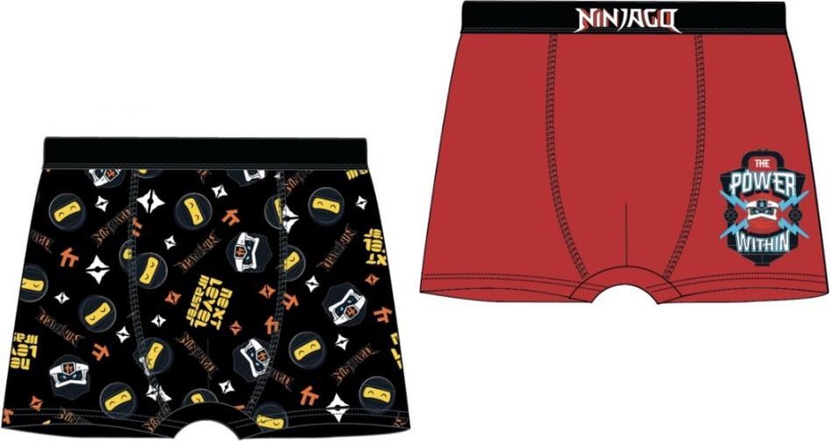 2 Pack Boxershorts - Lego Ninjago - rood - zwart - Maat 104 / 4 jaar