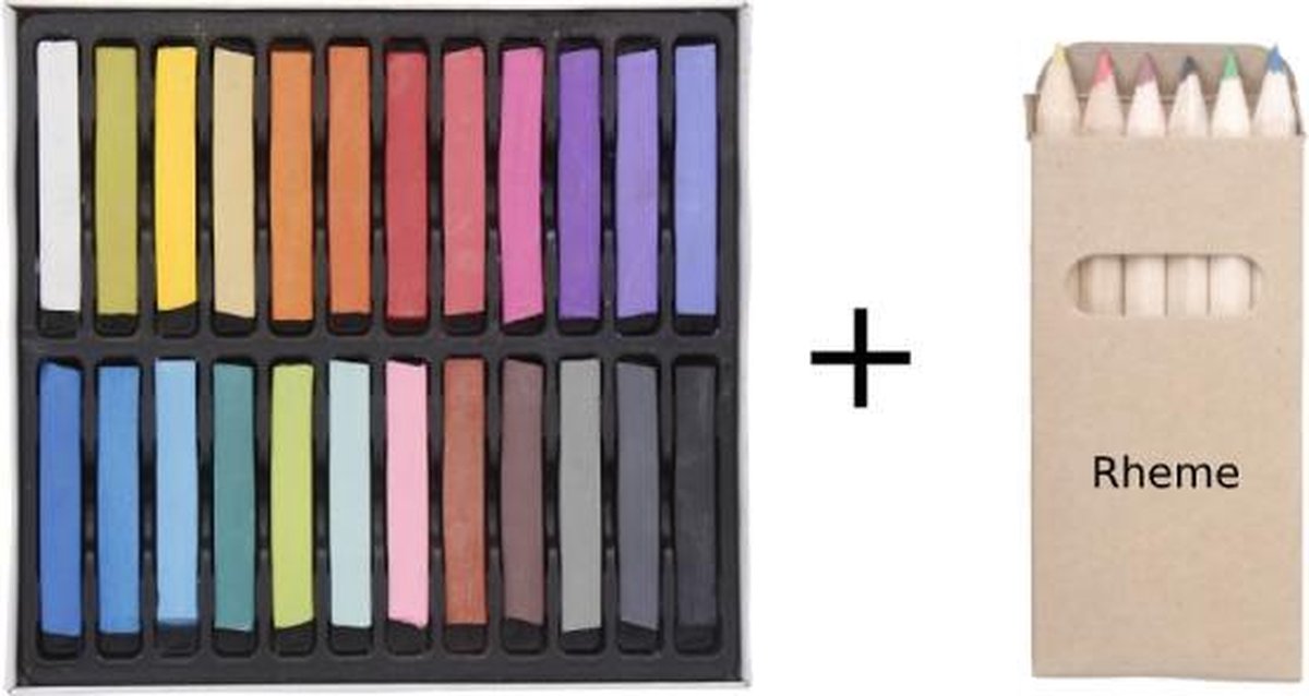 Pastelkrijt - 24 Stuks - Professioneel Krijt - Soft Pastels - Zacht + Kleurpotloden van Rheme
