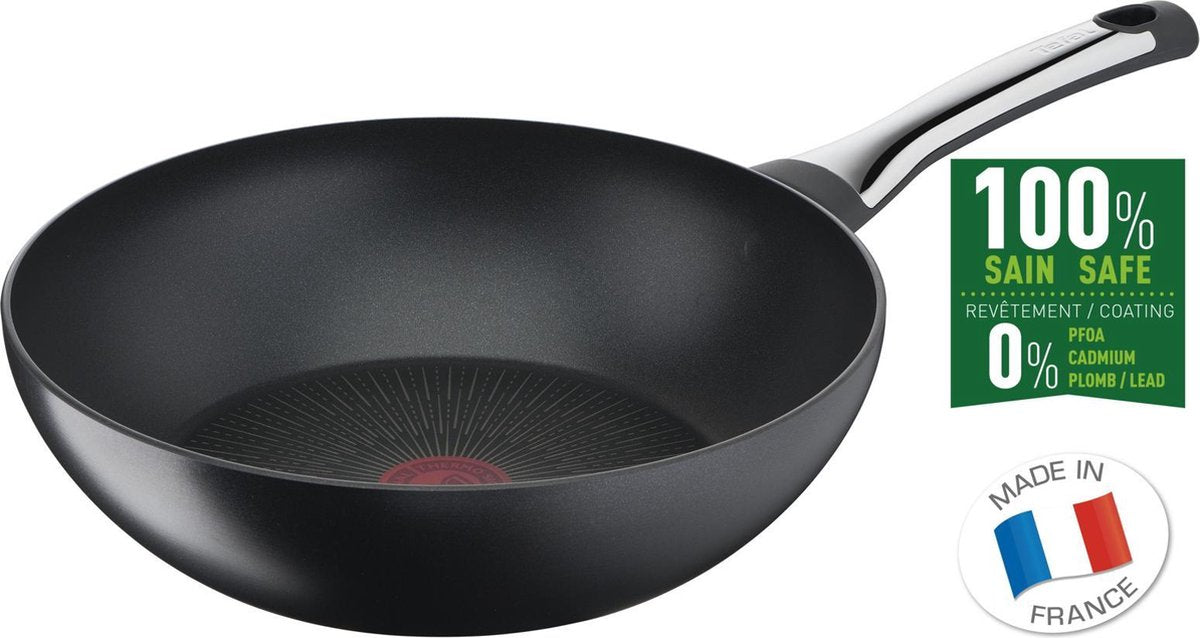 Tefal - Excellence - Wokpan - Thermo-Signal™ - Titanium Anti-Aanbaklaag - Zwart - 28 cm