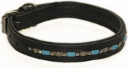 Hondenhalsband versierd met blauwe steentjes zwart 65 cm