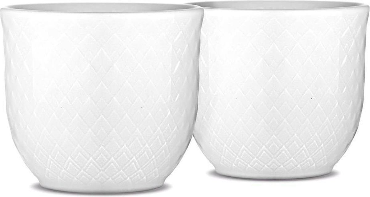 Lyngby Porcelain Rhombe eierdop D5cm wit set van 2