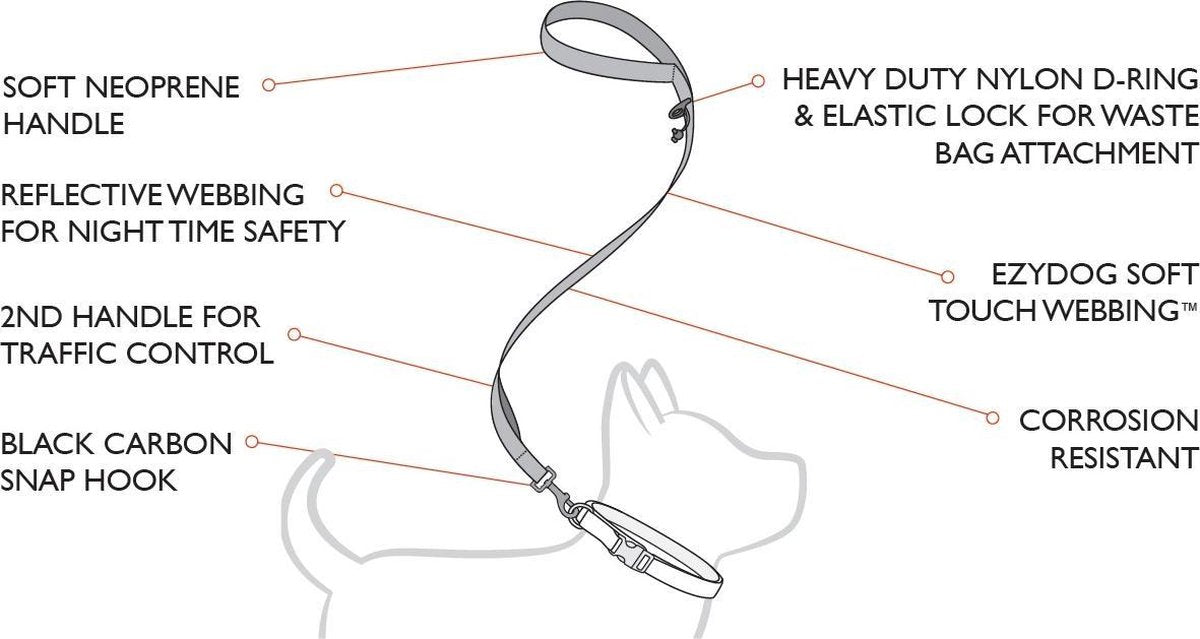 EzyDog Soft Trainer LITE - Hondenriem kleine honden - 180cm x 12mm - Corduroy