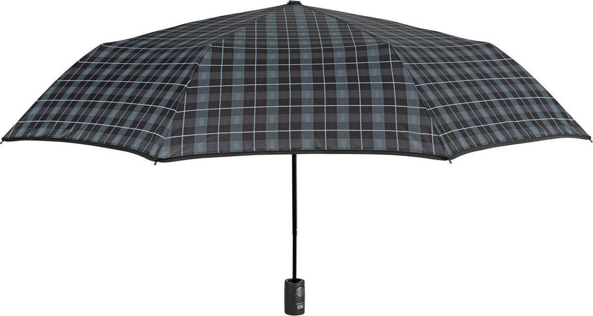 Perletti Mini-paraplu Geruit Heren 104 Cm Microvezel Blauw