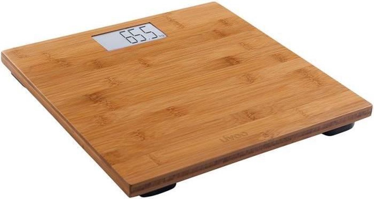 LIVOO DOM306 Elektronische weegschaal van bamboe - Gewicht van 6 kg tot 180 kg - Precisie 100 g
