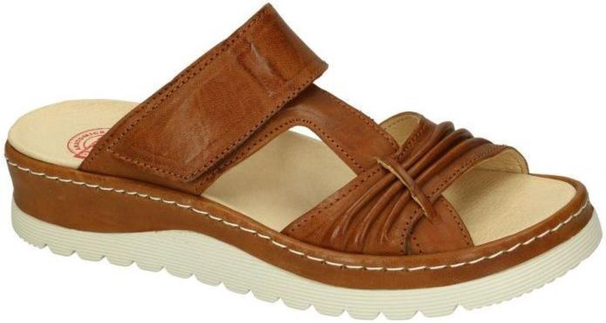 Brako -Dames -  cognac/caramel - slippers & muiltjes - maat 41