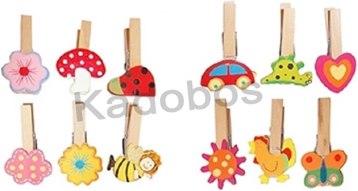 Houten knijpers decoratief setje van 12