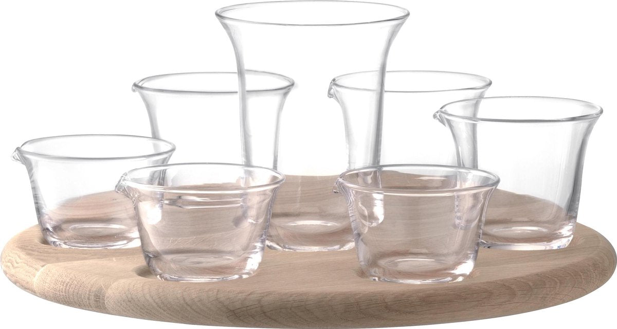 L.S.A. Serve Tapasset - Incl. Eikenhouten Plateau - Glas - Ø 34 x 14