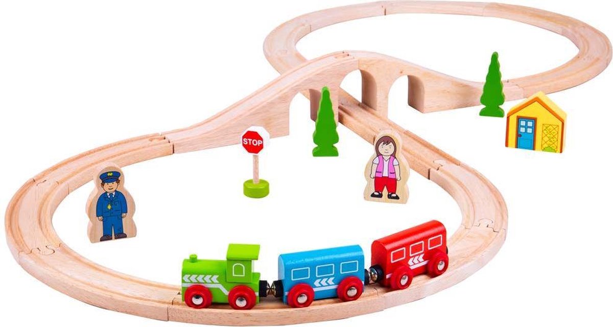 Houten Treinbaan - BIGJIGS - 8-Vormig - 26-Delig