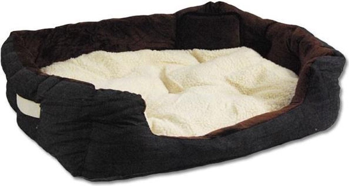 Dierenbed Niclas il brown-white - lamsbont imitatie van de dierenbedding
