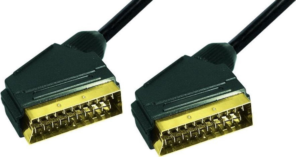 Transmedia 21-pins Scart kabel - verguld / zwart - 3 meter