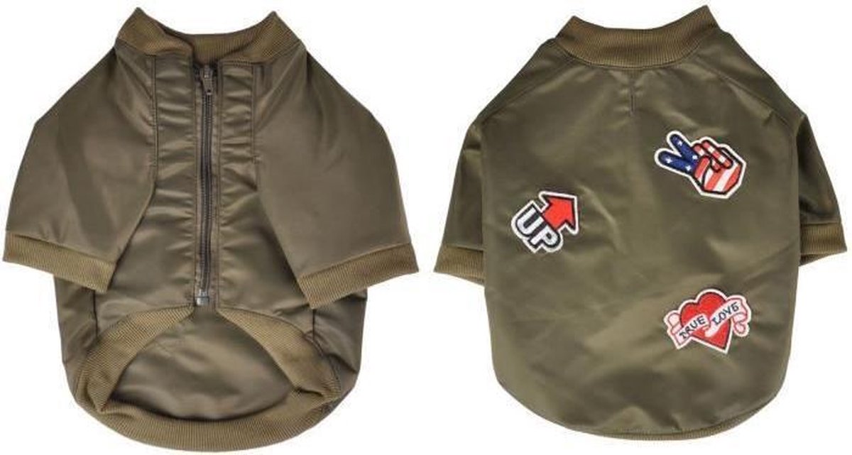 Mike jas - polyester - 30 cm - kaki - met topjes - voor hond