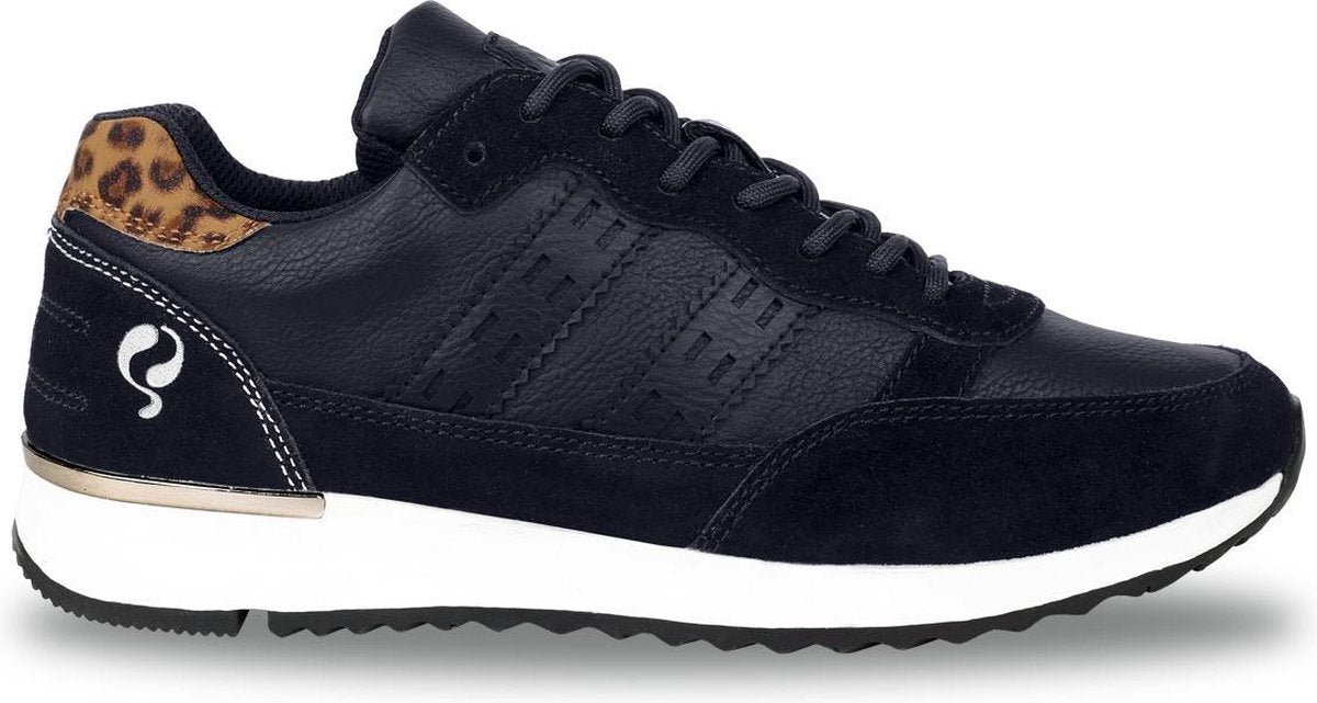 Dames Sneaker Voorschoten - Donkerblauw/Leopard