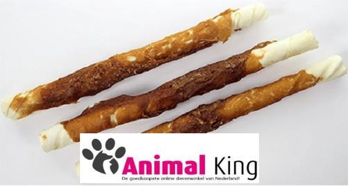 4 x 3-Eend met runderhuidstick-17cm-hondensnack-Animal King