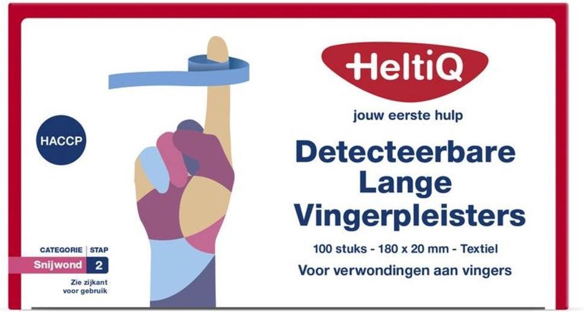 Heltiq Vingerpleisters Detecteerbaar 180x20 mm Textiel 100 stuks