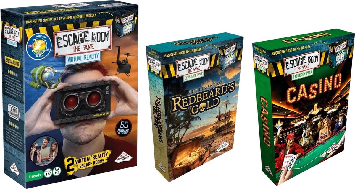 Escape Room Uitbreidingsbundel - 3 Stuks - Virtual Reality VR & Casino & Redbeard's Gold