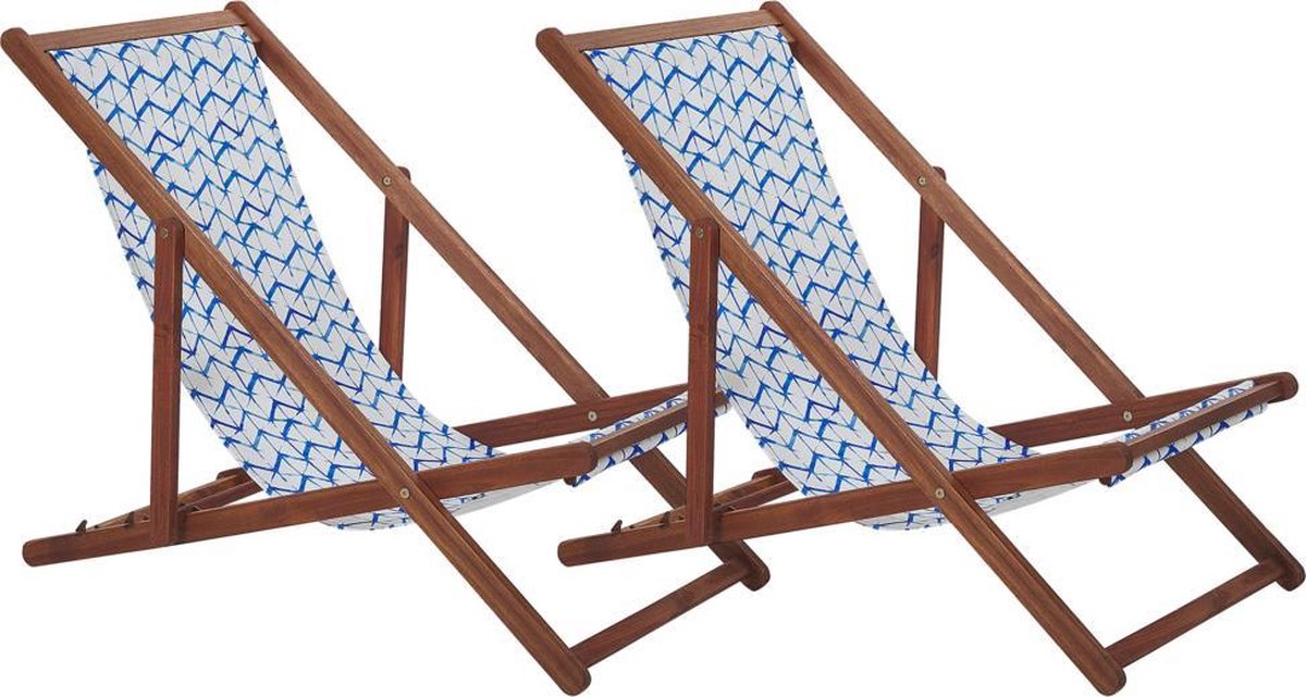 Beliani ANZIO 2er Set - Strandstoel - wit - acaciahout