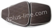 Aplus uniek zadel bruin met witte bies duo seat vespa lx/s look alike riva btc la souris agm