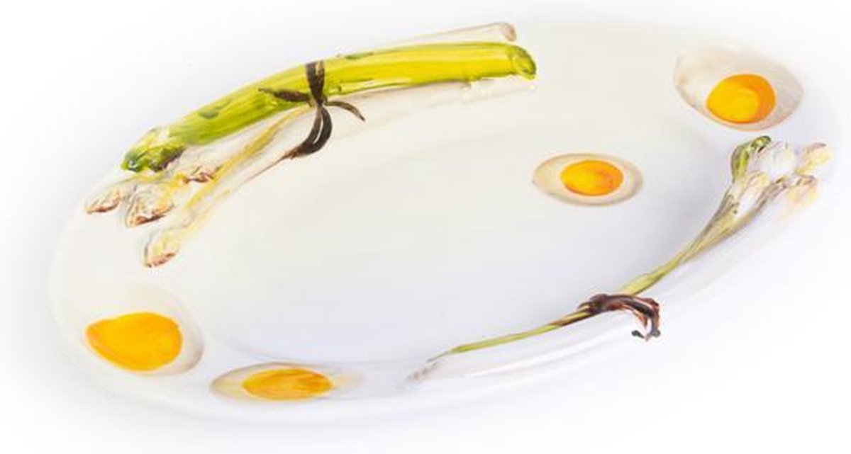 Ovale schaal asperges met uitsparing voor 2 halve eitjes 30 x 20 cm | ASEW15 | Piccobella