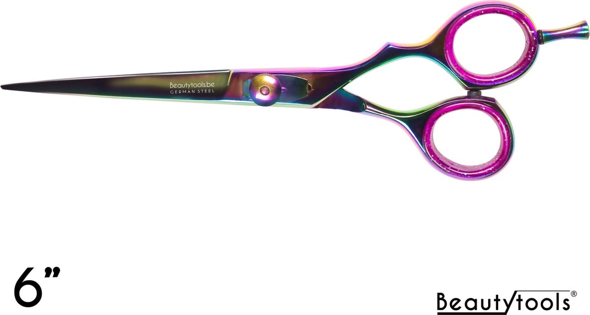 Beautytools TITANIUM LINE Duitse Kappersschaar/Professionele Knipschaar Rechtshandig - Rainbow LongSlice (6 Inch) - (RS-1475)