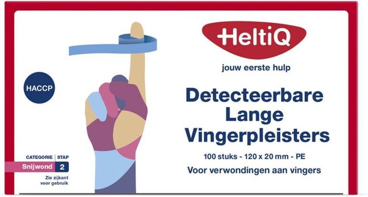 Heltiq Vingerpleisters Detecteerbaar 120x20 mm PE 100 stuks