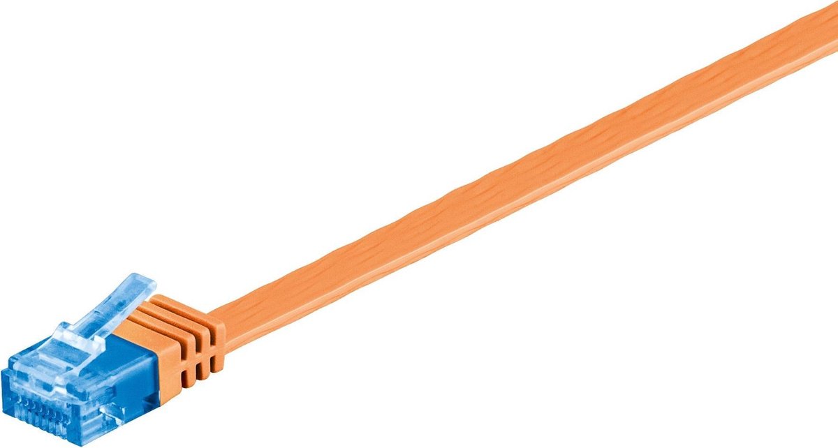 Wentronic - UTP platte netwerkkabel CAT6a - Oranje - 0