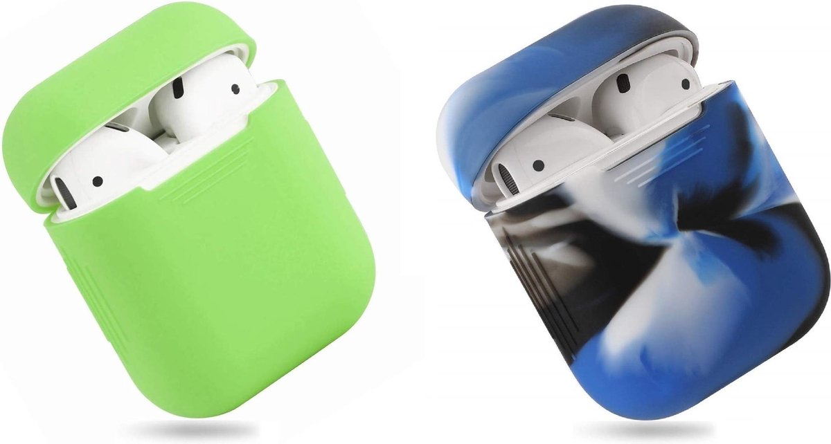 Bescherm Hoesje Cover SET 2 STUKS voor Apple AirPods Case -Lime green en oceaan blauw