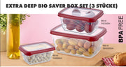 Herzberg 3-Delige Extra Diepe Bio Saver Box Set - Vacuüm doos - Opbergdoos - Rood - HG-L771