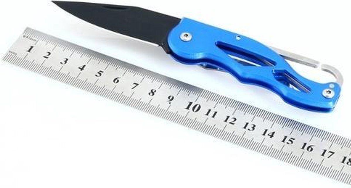 16CM outdoor survival mes - blauw / zwart