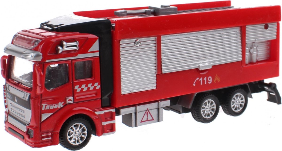 Toi-toys Brandweerwagen Diecast Friction Rood 19 Cm