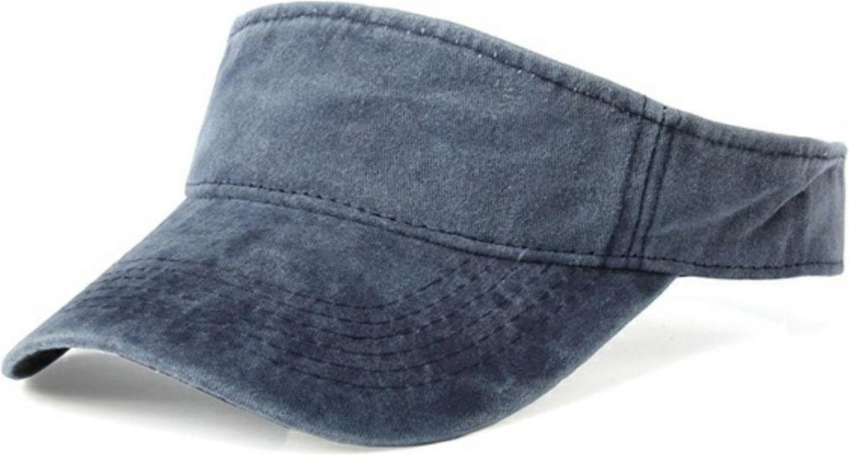 100% Katoen Dames Zonneklep flaphoed met klittenbandsluiting Dames en Heren Zonnescherm Blauw