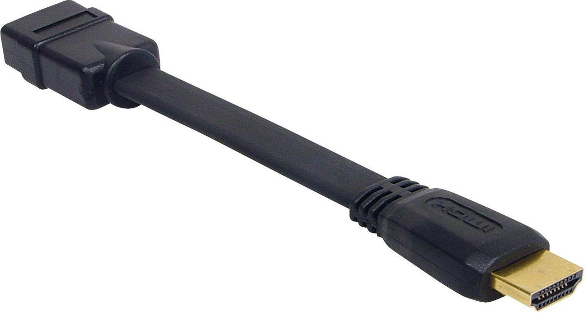 Platte vergulde HDMI mannelijk - HDMI vrouwelijk adapter kabel - 0
