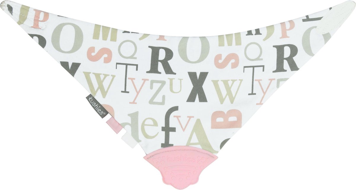 Kushies - Slabbetje - Bandana bib - Kwijlslabben 3 lagen - met bijtring - ABC Roze