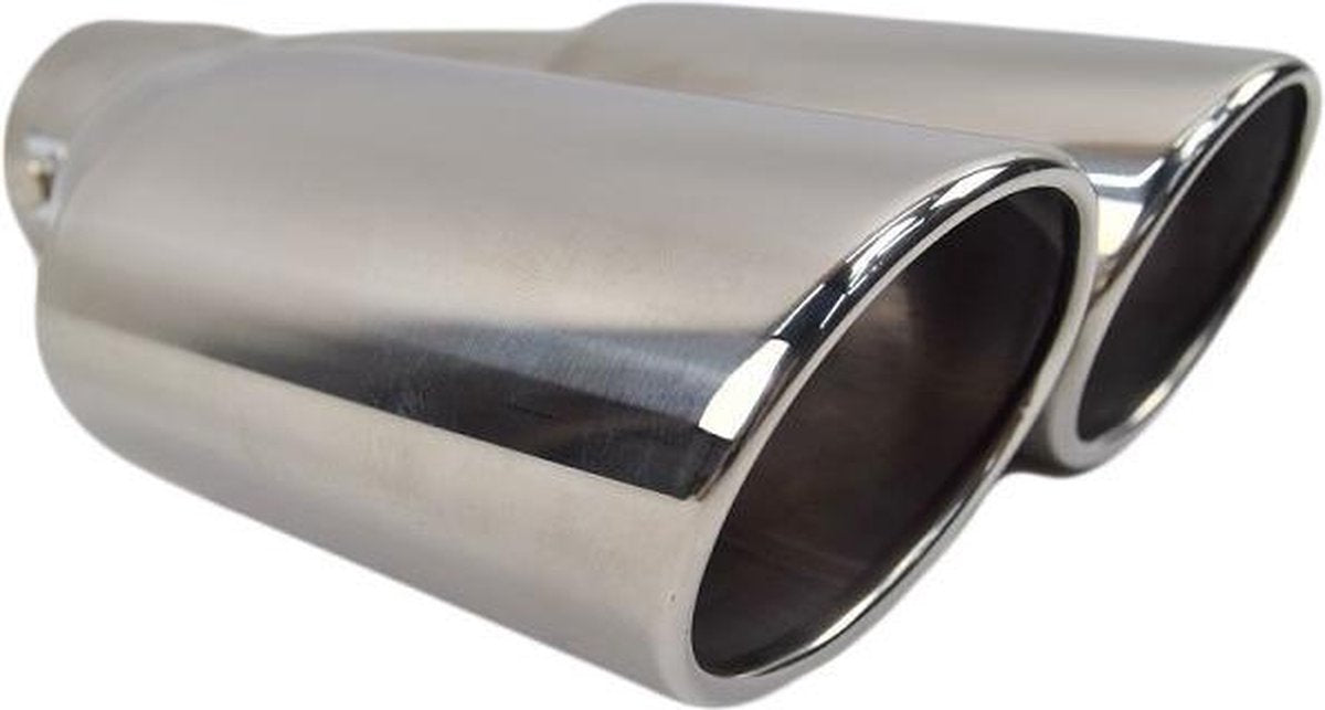 Universeel RVS Sport Look Duplex Uitlaat sierstuk eind tip Massief Ovaal 135 x 63 mm