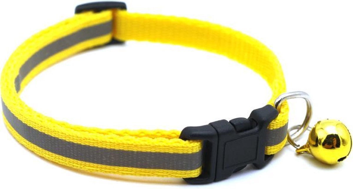 Sharon B | Reflecterende kattenhalsband met belletje| Geel | Halsband voor katten | Veilig in het donker| Reflecterend & verstelbaar | glow in the dark | ook voor kleine honden | geschikt voor iedere kat | houdt uw kat veilig