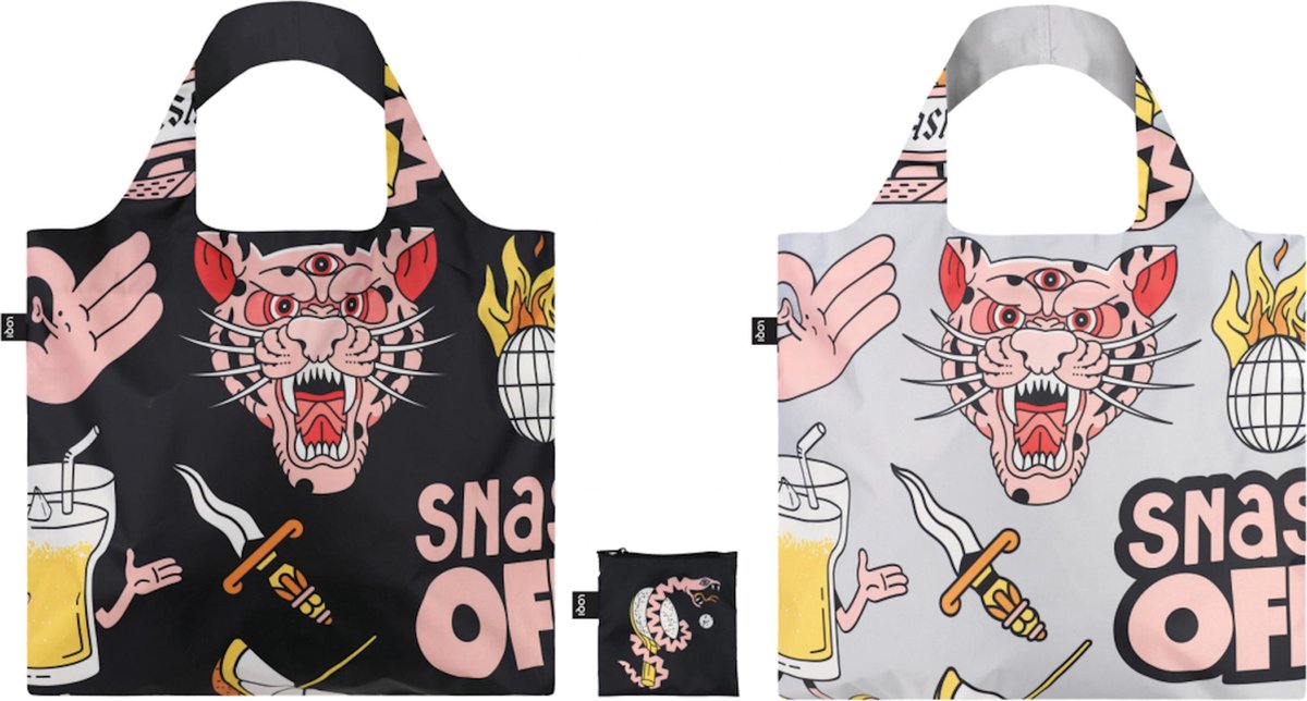 LOQI Museum Collection - boodschappentas opvouwbaar - Shopper SNASK - Opvouwbare boodschappentas SNASK 2X