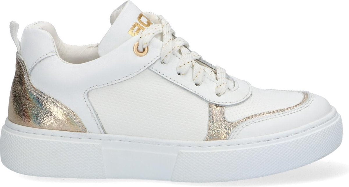 Braqeez 421303-500 Meisjes Lage Sneakers - Wit - Leer - Veters