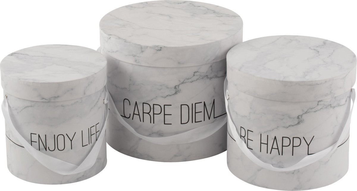 J-Line Set Van 3 Dozen Marmer Laag Enjoy Wit/Zilver