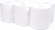 Poetsrol - midi - 300 meter - met kern - wit - 6 stuks