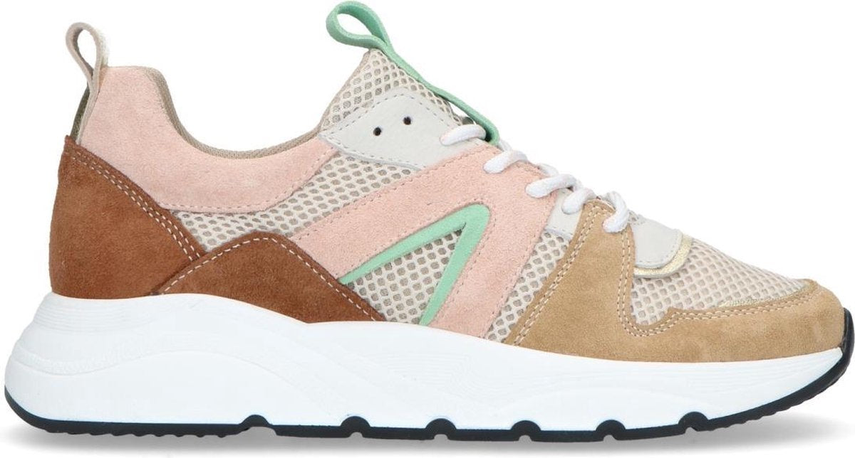 Manfield - Dames - Gekleurde suède dad sneakers - Maat 38