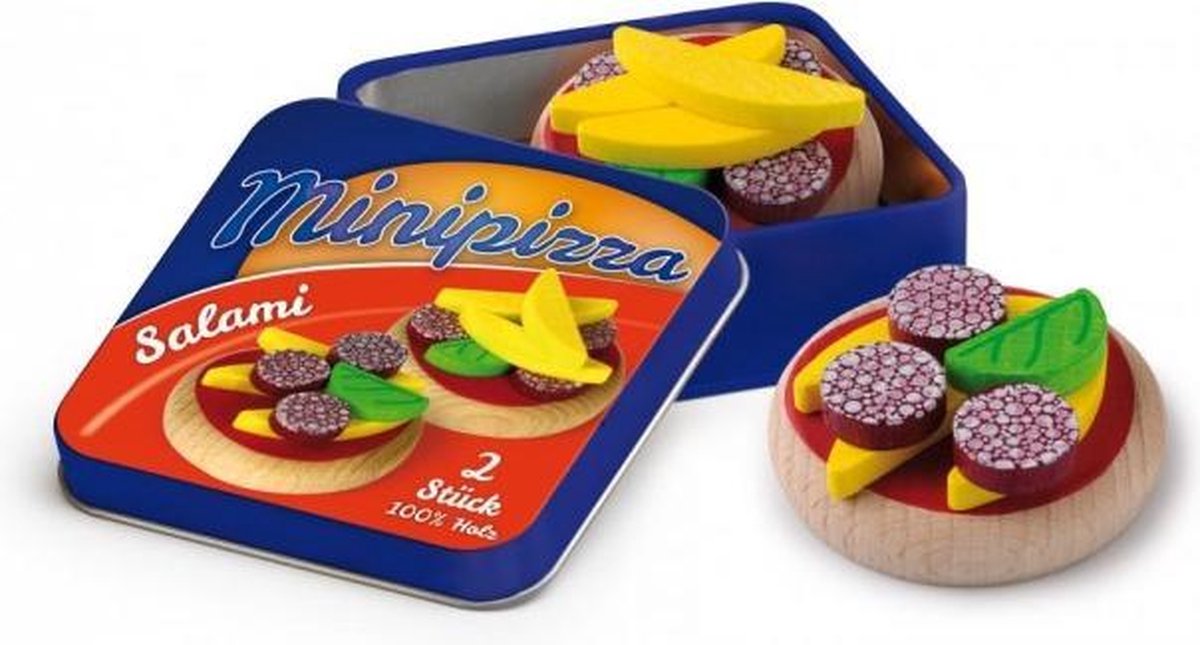 Erzi blikje met houten pizza
