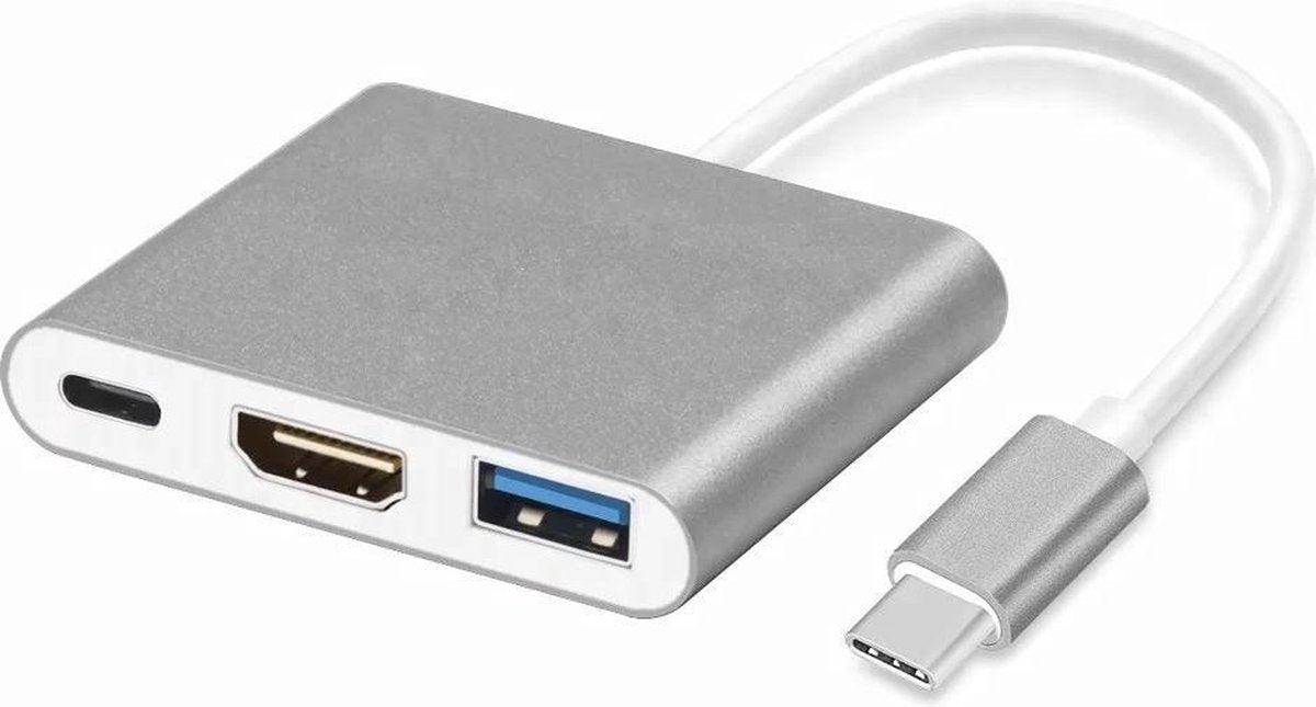 USB-C hub zilver met HDMI (4K/30hz) voor Macbook 