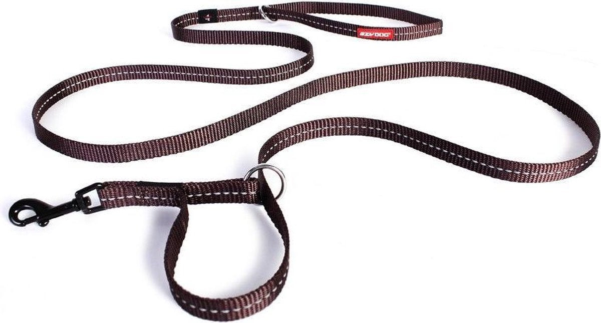 EzyDog Vario 4 LITE - Hondenlijn / riem - 12mm breed - Bruin