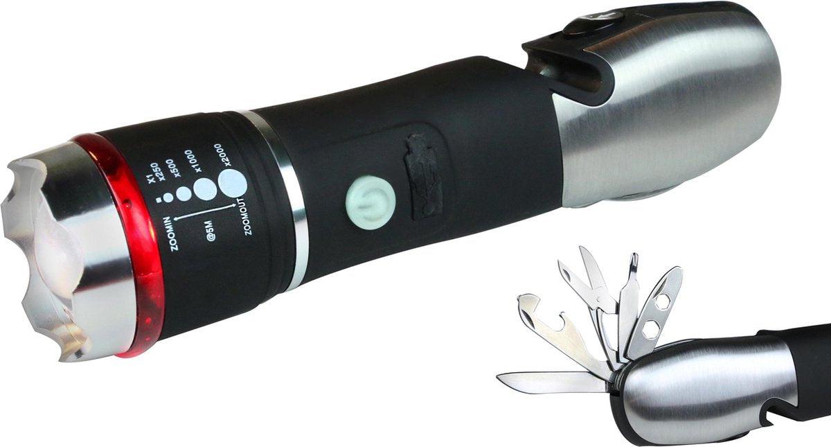 Commando prepper light zelfverdediging zaklamp zakmes | incl. verschillende tools |