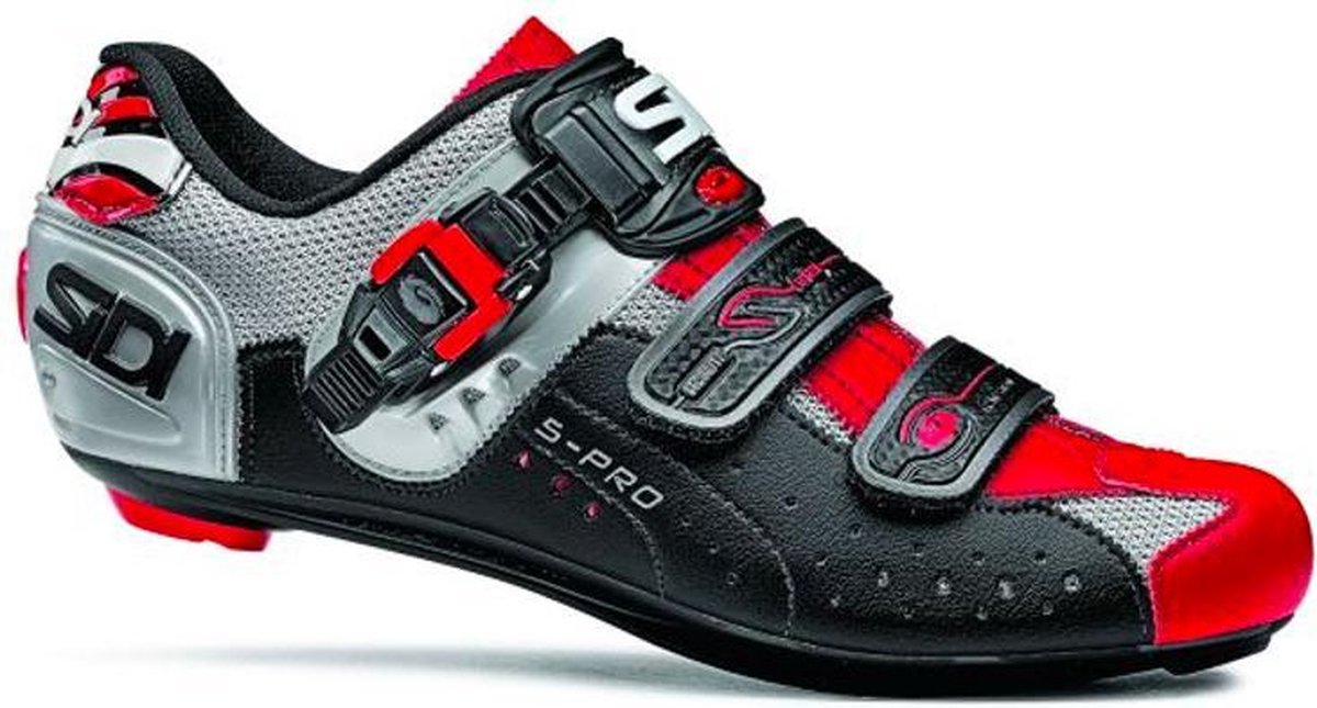 Sidi Scarpe Genius 5-Pro - Racefietsschoenen - Steel Zwart Rood - Maat 38